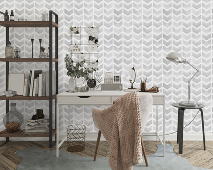 Herringbone Wallpaper, Gray Chevron