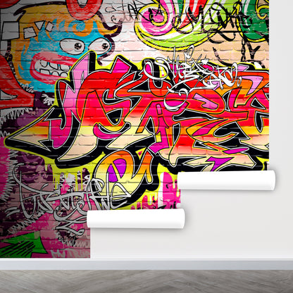 Graffiti Wallpaper Peel and Stick, Teen Wallpaper, Abstract Wallpaper, Colorful Wallpaper, Gym Wallpaper, Removable Wall Paper