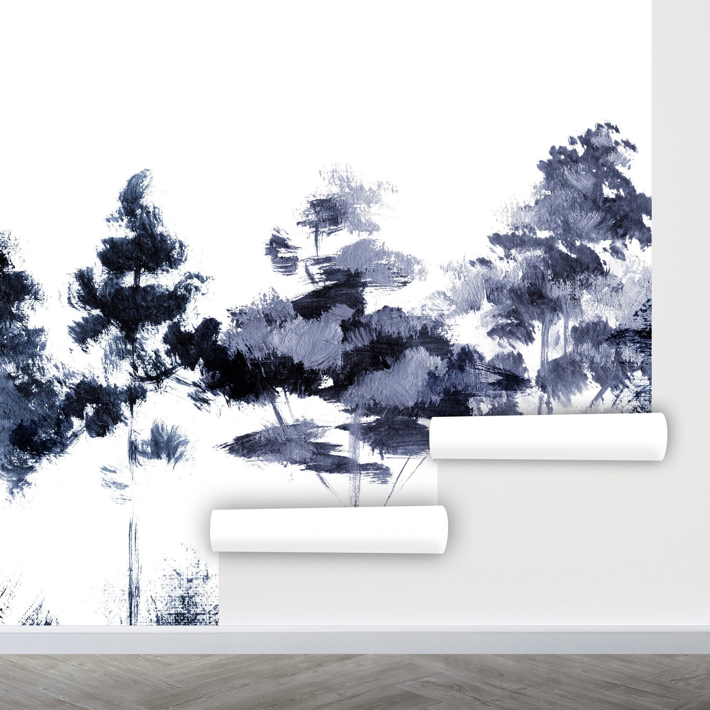 Brush Stroke Wallpaper, Forest Wallpaper Peel and Stick, Black and White Wallpaper, Removable Wall Paper