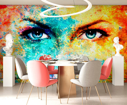 Evil Eyes Wallpaper Peel and Stick, Colorful Wallpaper, Abstract Wallpaper, Removable Wall Paper