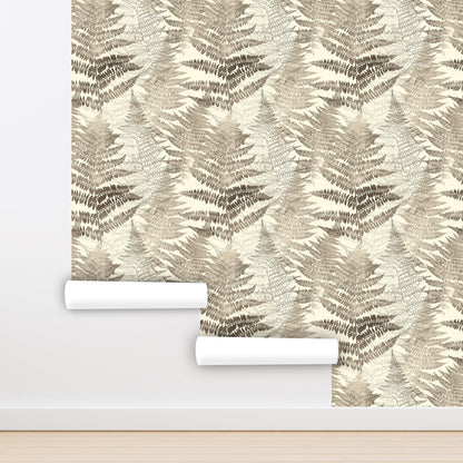 Fern Wallpaper Peel and Stick, Beige Leaf Wallpaper, Earthy Wallpaper,  Removable Wall Paper