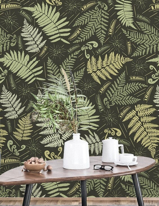 Fern Wallpaper Peel and Stick, Botanical Wallpaper, Removable Wall Paper