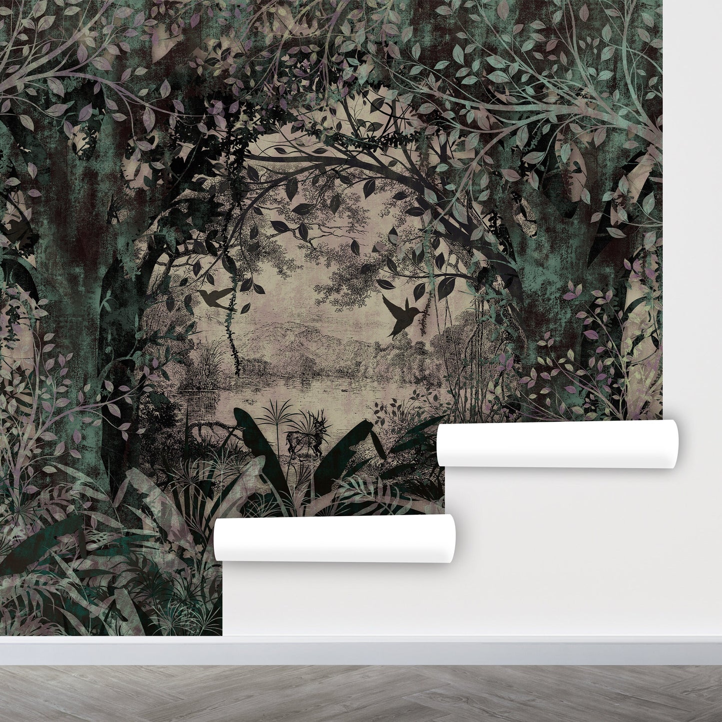 Magic Forest Wallpaper Peel and Stick, Vintage Forest Mural, Moody Wallpaper, Removable Wall Paper