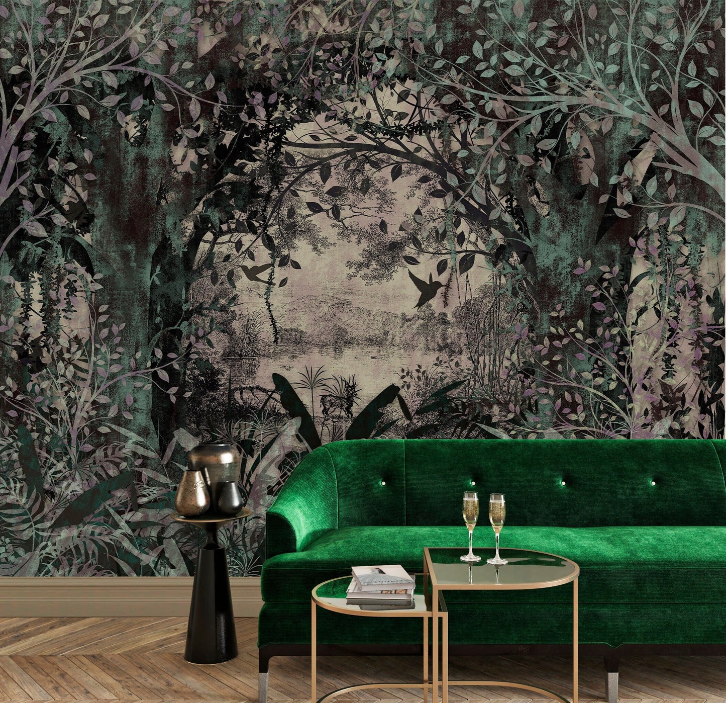 Magic Forest Wallpaper Peel and Stick, Vintage Forest Mural, Moody Wallpaper, Removable Wall Paper