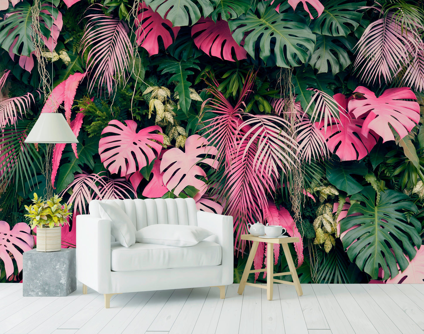 Pink leaf wallpaper for walls