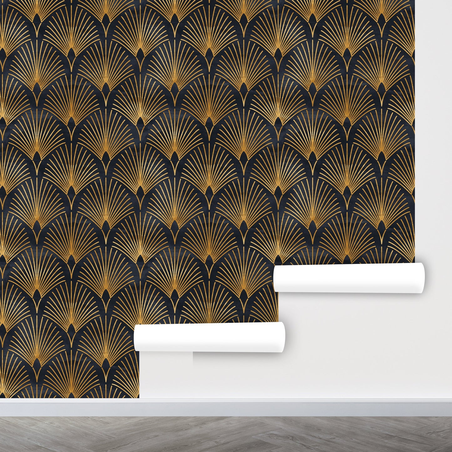 Arches Wallpaper Peel and Stick, Black Gold Wallpaper, Art Deco Wallpaper, Removable Wall Paper