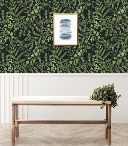 Fern Wallpaper Peel and Stick, Green Leaf Wallpaper, Plants Wallpaper, Botanical Wallpaper, Removable Wall Paper