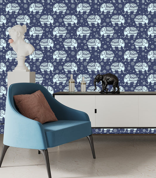 Elephant Wallpaper Peel and Stick, Indian Wallpaper, Animal Wallpaper, Removable Wall Paper