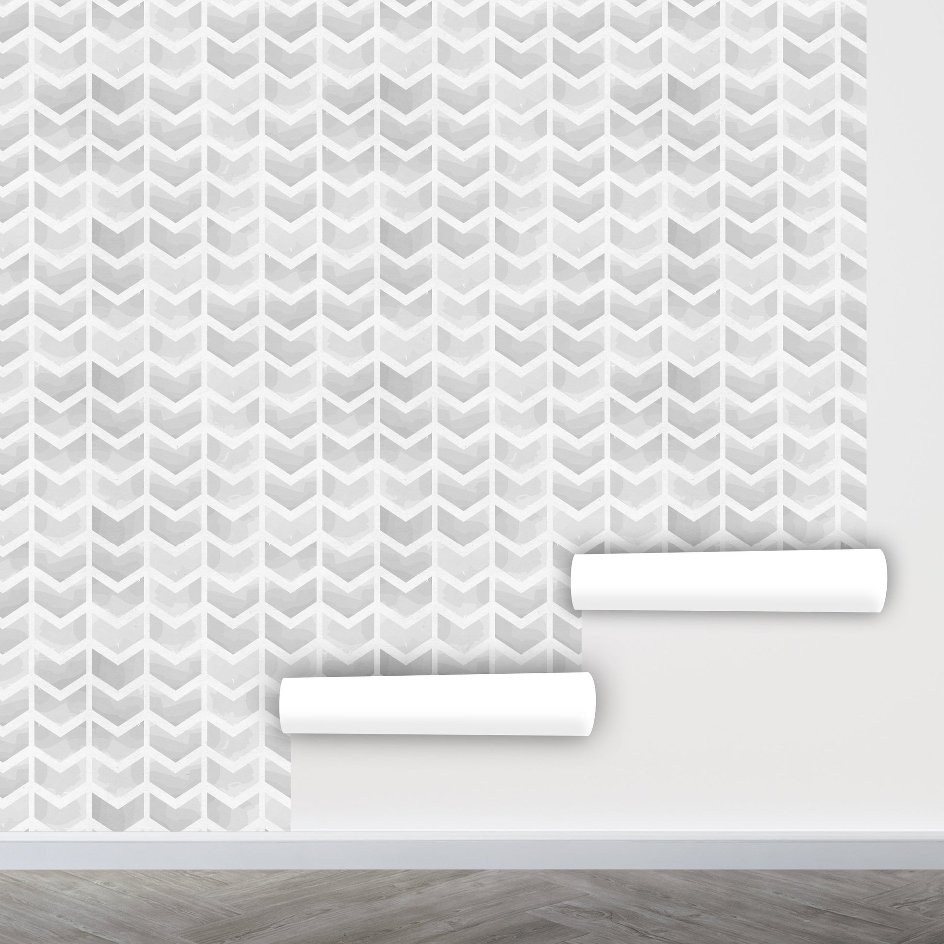 Herringbone Wallpaper, Gray Chevron