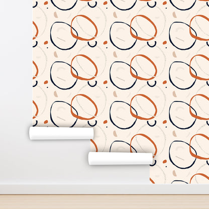 Circle Wallpaper Peel and Stick, Abstract Wallpaper, 80s Wallpaper, Geometric Wallpaper, Removable Wall Paper