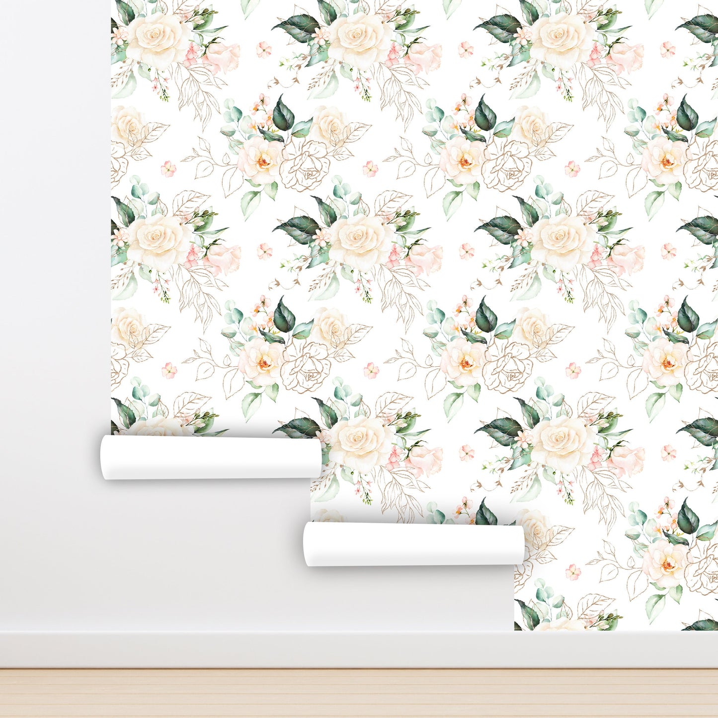 Pastel Flower Wallpaper Peel and Stick, Rose Wallpaper, Removable Wall Paper