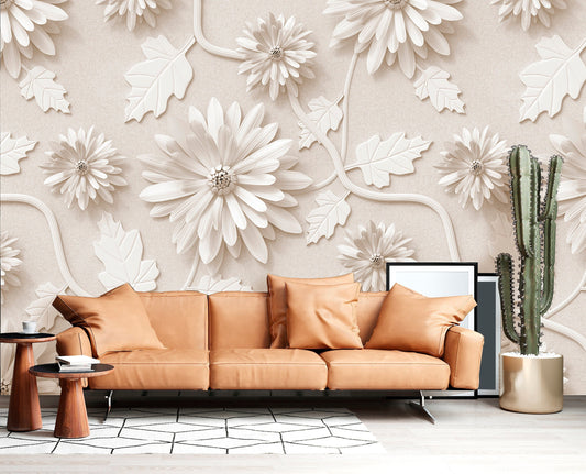 Embossed Wallpaper Peel and Stick, 3d Floral Wallpaper, Removable Wall Paper