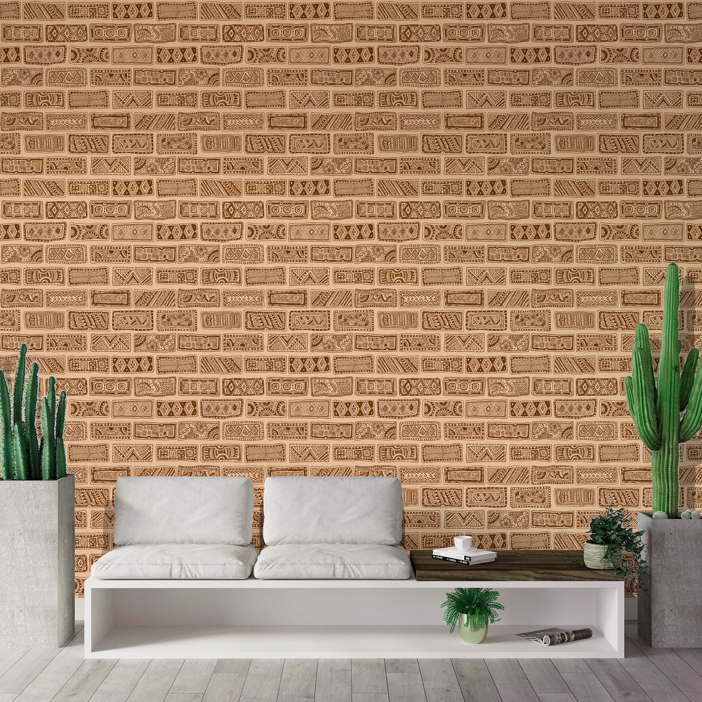 Brick Wallpaper Peel and Stick, Boho Wallpaper, Ethnic Wallpaper,  Removable Wall Paper