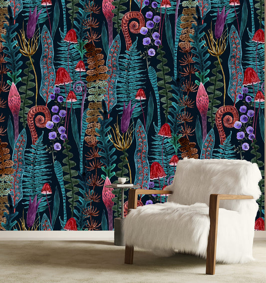 Magic Forest Wallpaper Peel and Stick, Mushroom Wallpaper, Removable Wall Paper