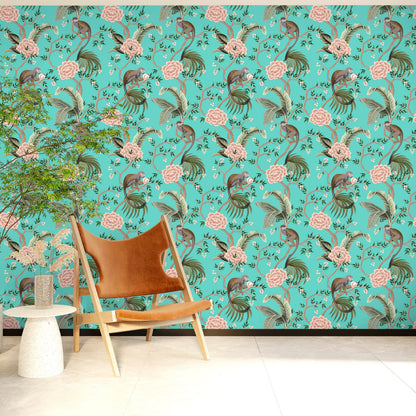 Monkey Wallpaper Peel and Stick, Chinoiserie Wallpaper, Removable Wall Paper