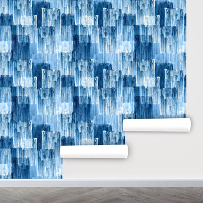 Brush Stroke Wallpaper Peel and Stick, Denim Wallpaper, Blue Abstract Wallpaper, Removable Wall Paper