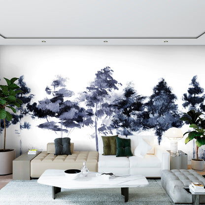 Brush Stroke Wallpaper, Forest Wallpaper Peel and Stick, Black and White Wallpaper, Removable Wall Paper