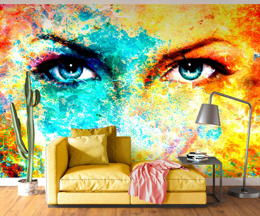 Evil Eyes Wallpaper Peel and Stick, Colorful Wallpaper, Abstract Wallpaper, Removable Wall Paper