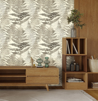 Fern Wallpaper Peel and Stick, Beige Leaf Wallpaper, Earthy Wallpaper,  Removable Wall Paper