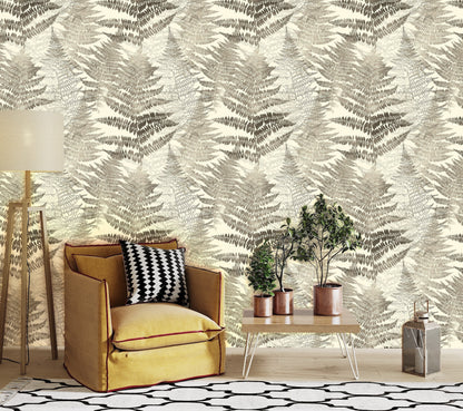 Fern Wallpaper Peel and Stick, Beige Leaf Wallpaper, Earthy Wallpaper,  Removable Wall Paper