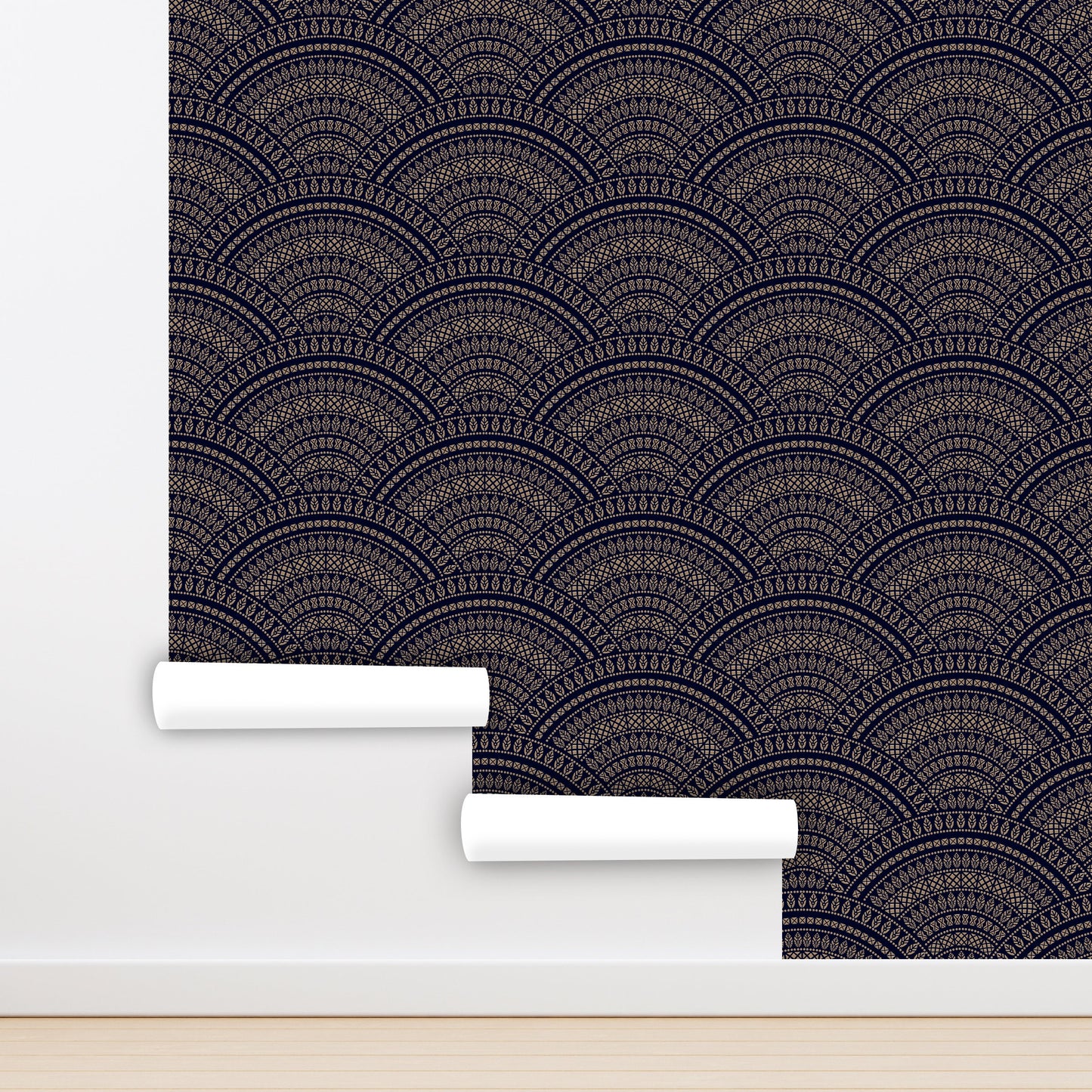 Scallop Wallpaper Peel and Stick, Black Geometric Wallpaper, Removable Wall Paper