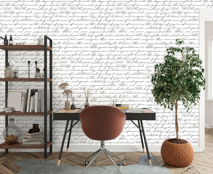 Handwriting Wallpaper Peel and Stick, Minimalist Wallpaper, Removable Wall Paper