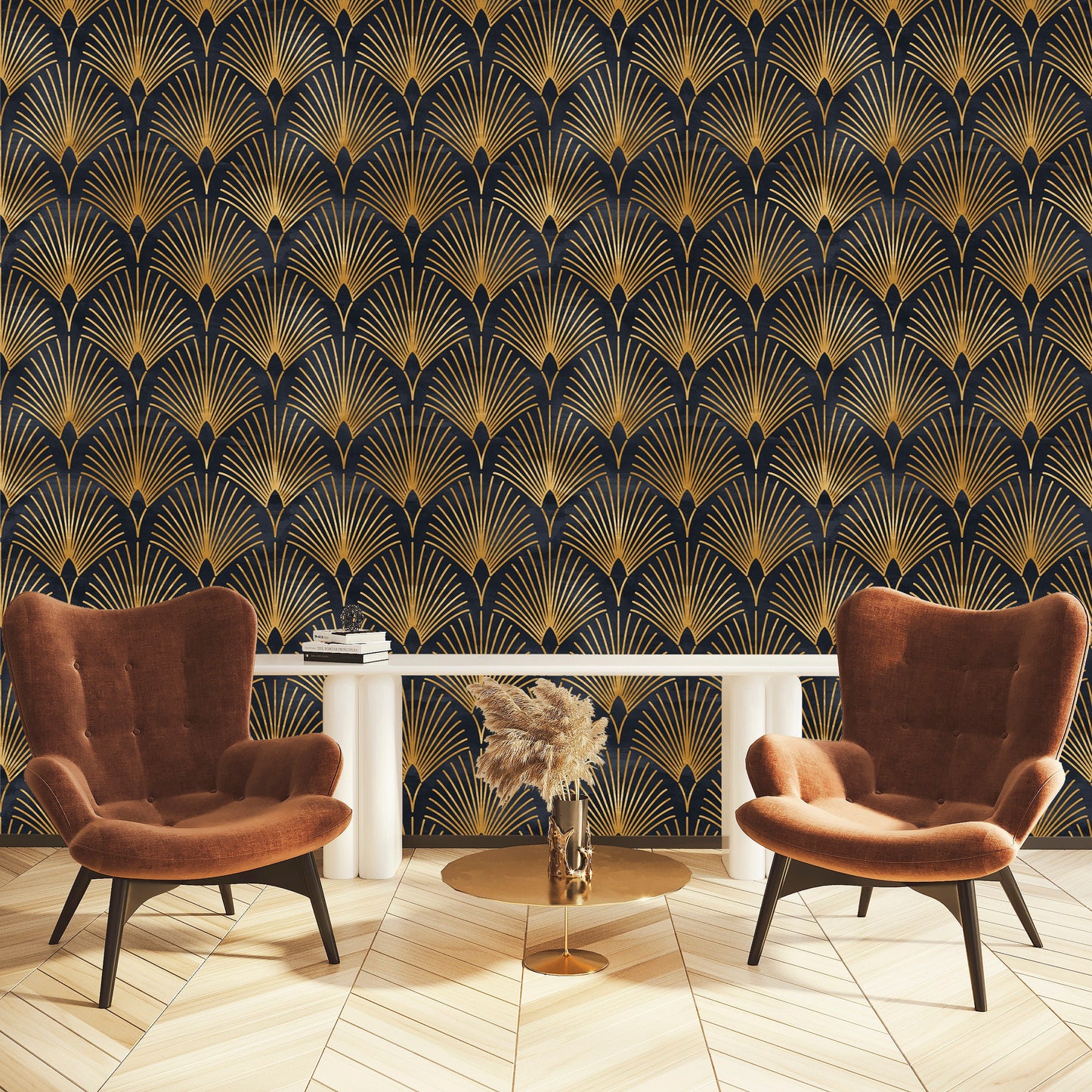 Arches Wallpaper Peel and Stick, Black Gold Wallpaper, Art Deco Wallpaper, Removable Wall Paper
