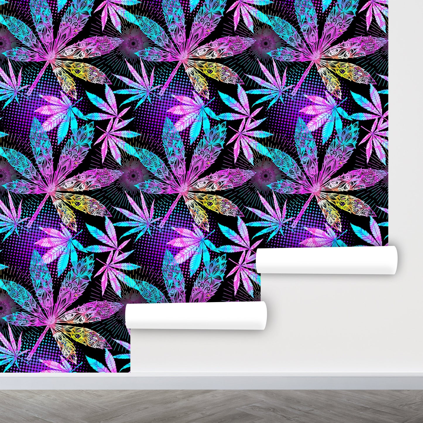 Hippie Wallpaper, Marijuana Wallpaper Peel and Stick, Exotic Wallpaper, Colorful Wallpaper, Removable Wall Paper