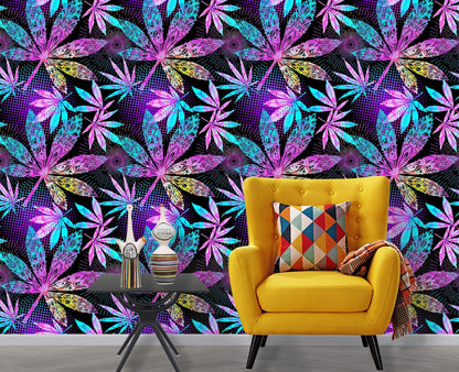 Hippie Wallpaper, Marijuana Wallpaper Peel and Stick, Exotic Wallpaper, Colorful Wallpaper, Removable Wall Paper