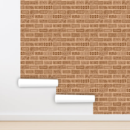 Brick Wallpaper Peel and Stick, Boho Wallpaper, Ethnic Wallpaper,  Removable Wall Paper