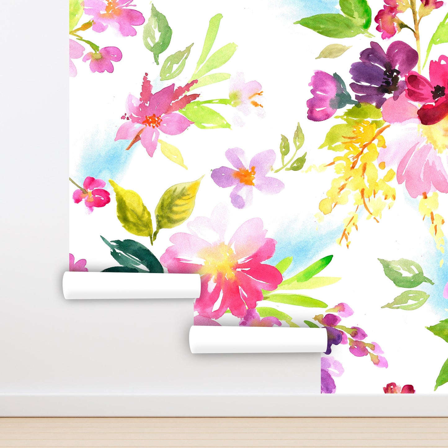 Watercolor Floral Wallpaper Peel and Stick, Big Flower Wallpaper, Removable Wall Paper