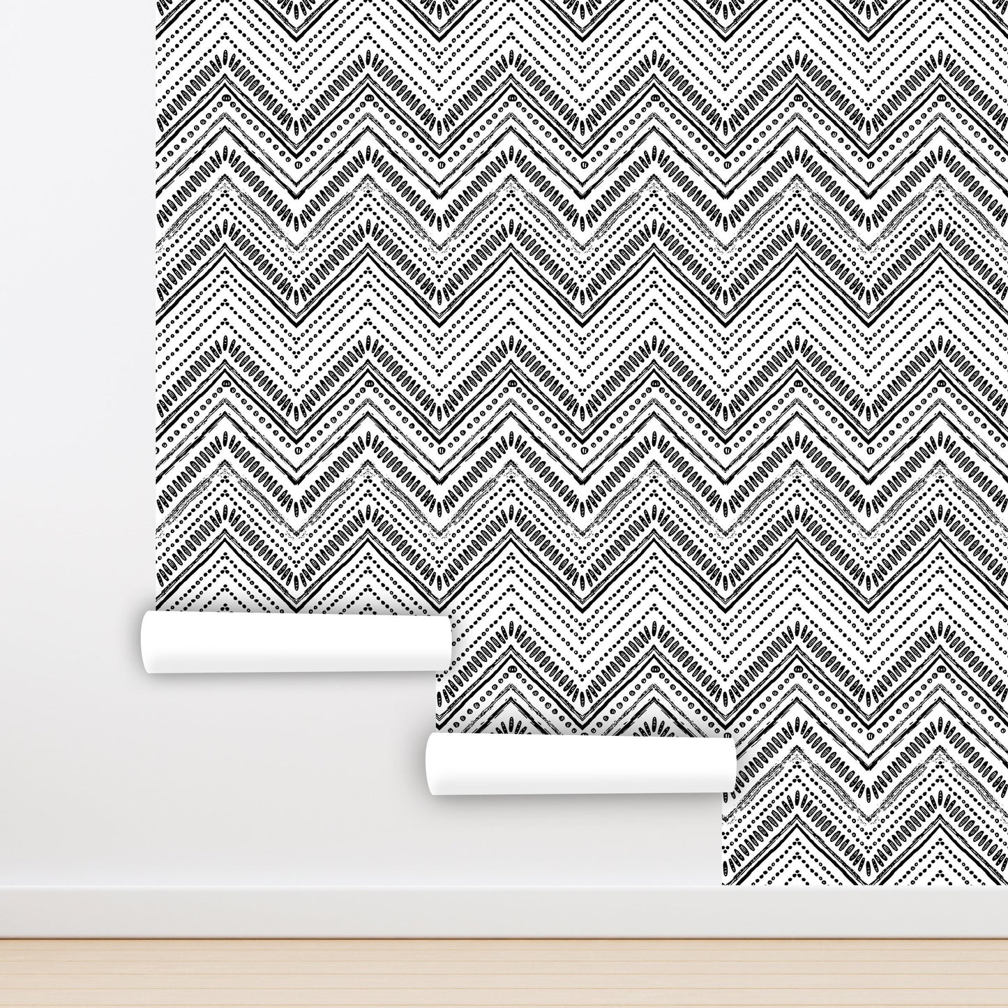 Herringbone Wallpaper Peel and Stick, Black and White Wallpaper, Geometric Wallpaper, Removable Wall Paper