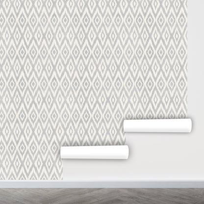 Ikat Wallpaper Peel and Stick, Mcm Wallpaper, Gray Wallpaper, Removable Wall Paper