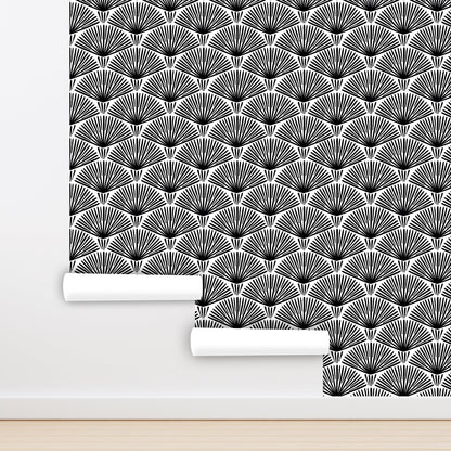 Art Deco Wallpaper Peel and Stick, Retro wallpaper, Black and White Wallpaper, Geometric Wallpaper, Removable Wall Paper
