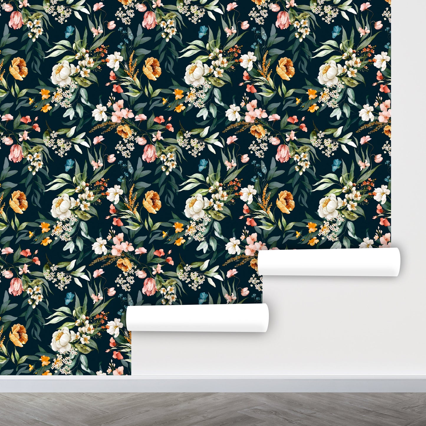 Moody Wallpaper Peel and Stick, Dark Floral Wallpaper, Removable Wall Paper