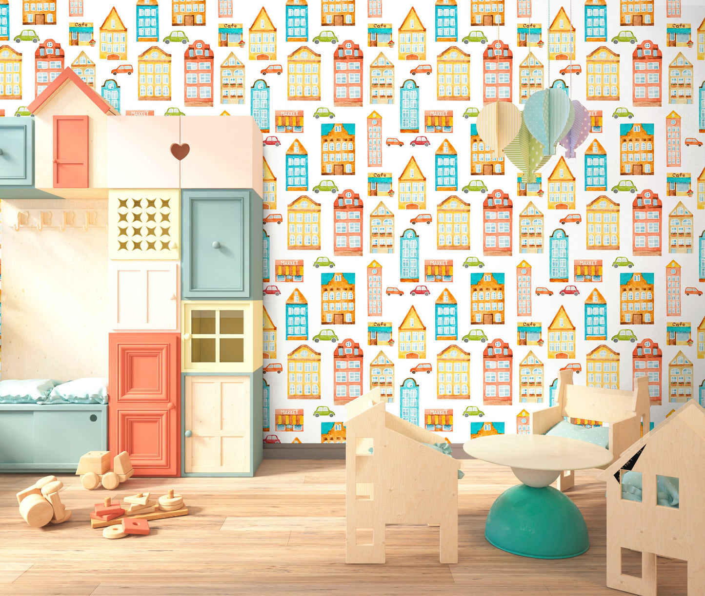 City Wallpaper Peel and Stick, Cars Wallpaper, Kids Room Wallpaper, Removable Wall Paper