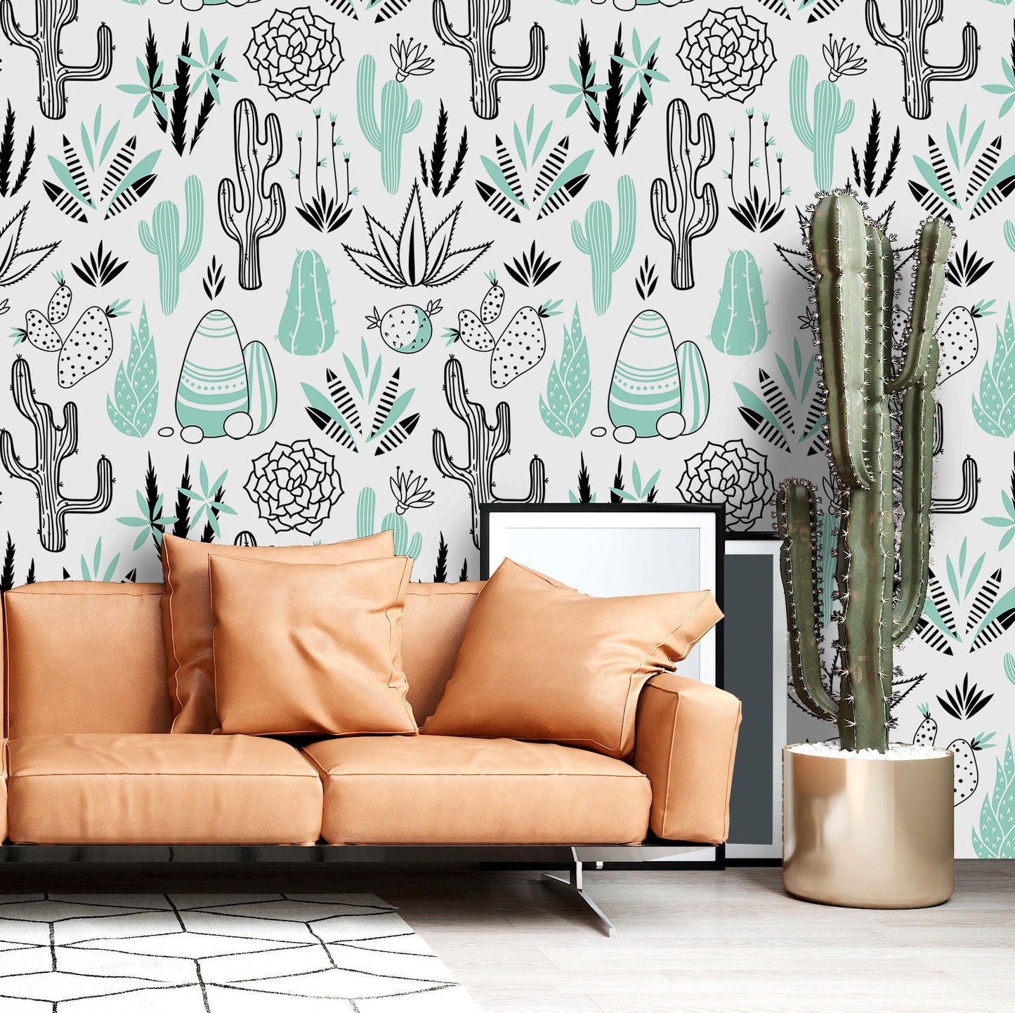 Succulents Wallpaper Peel and Stick, Cactus Wallpaper, Desert Wallpaper, Removable Wall Paper