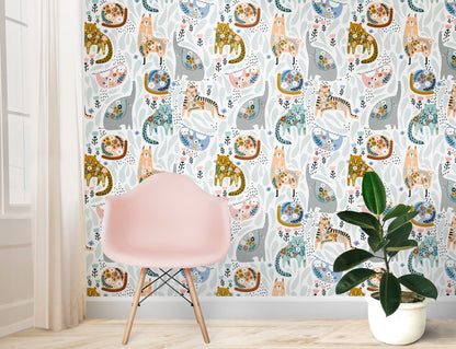 Llama Wallpaper Peel and Stick, Elephant Wallpaper, Animal Wallpaper, Sloth Wallpaper, Boho Wallpaper, Removable Wall Paper