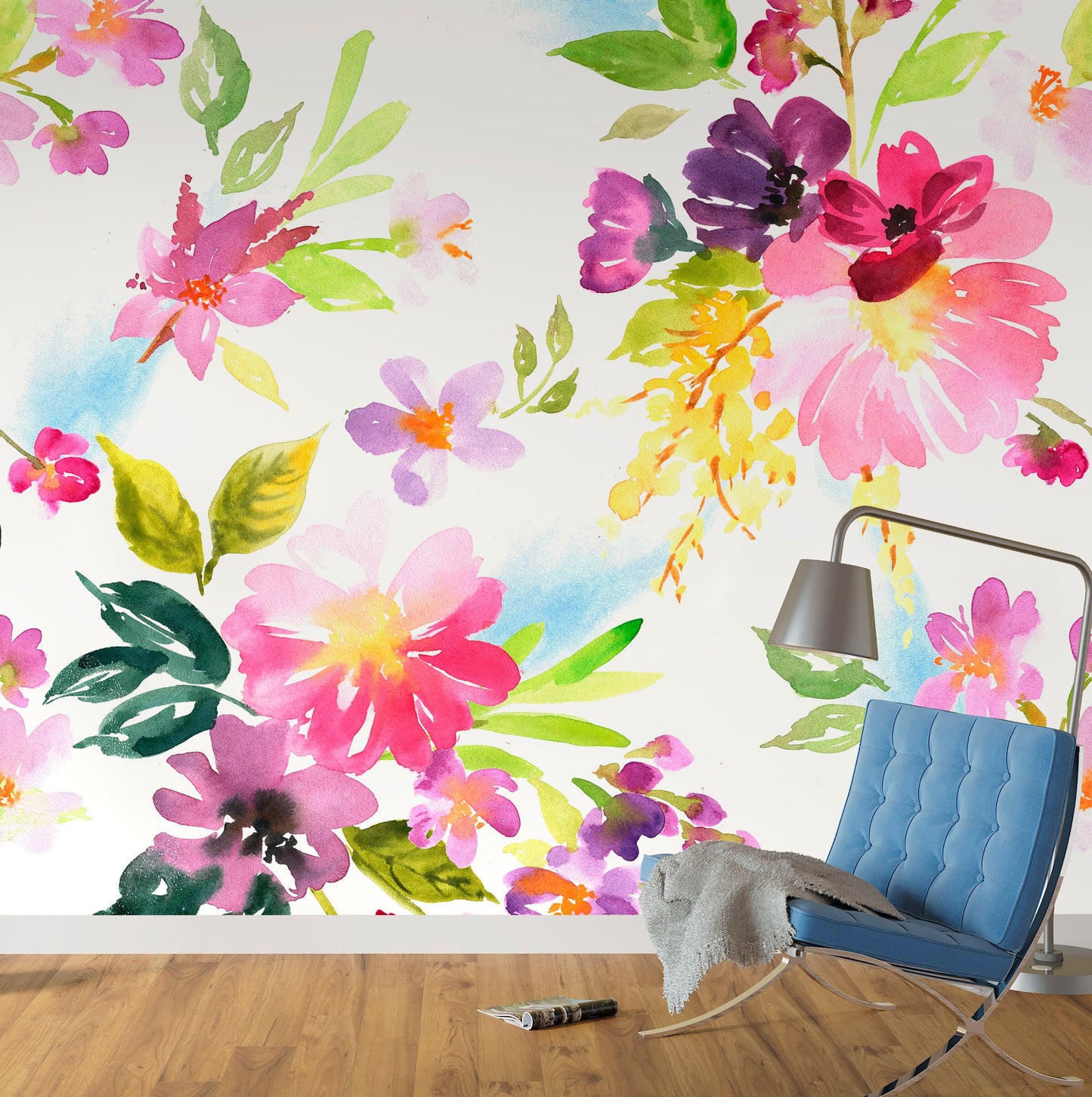Watercolor Floral Wallpaper Peel and Stick, Big Flower Wallpaper, Removable Wall Paper