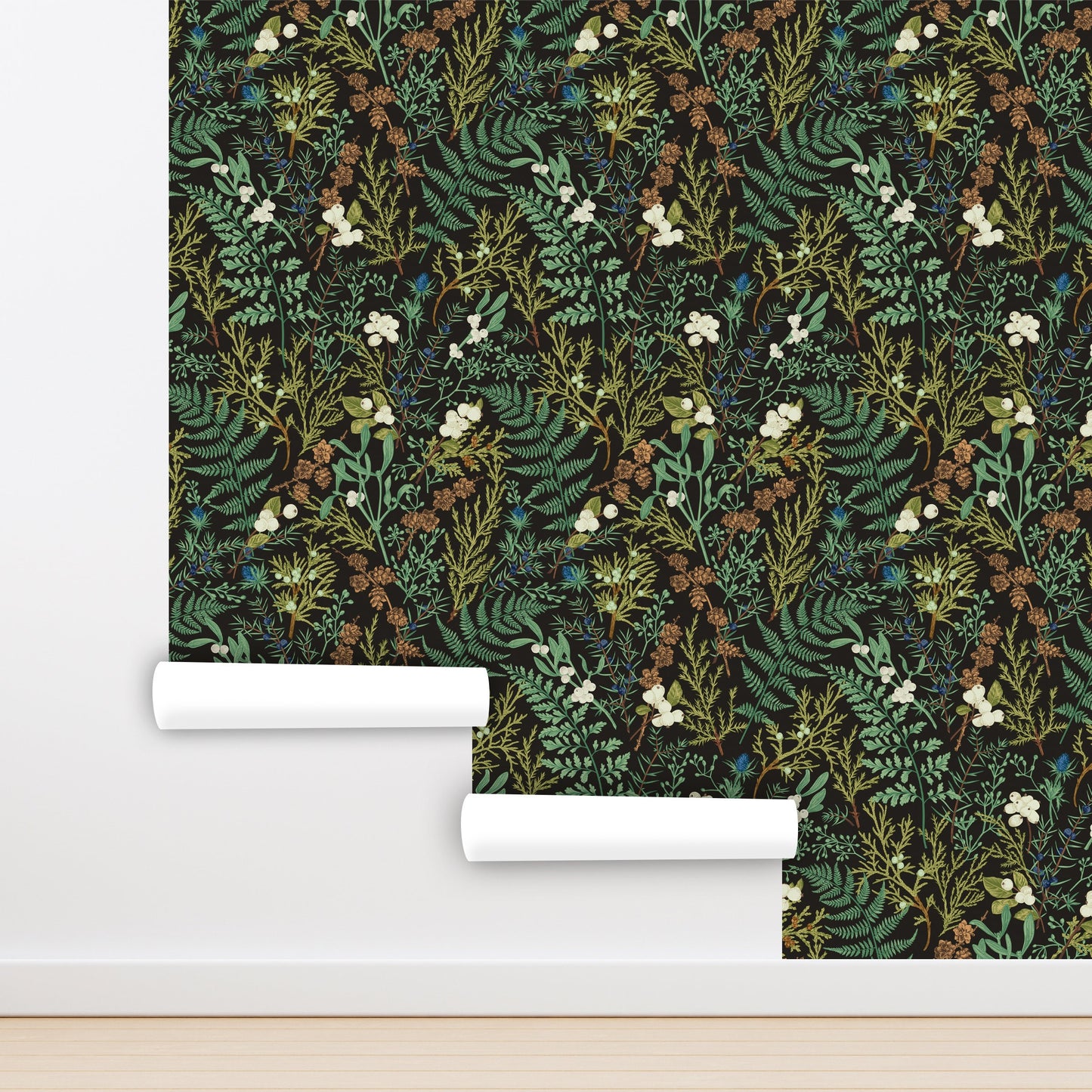 Fern Wallpaper Peel and Stick, Moody Wallpaper, Botanical Wallpaper, Canvas Wallpaper, Removable Wall Paper