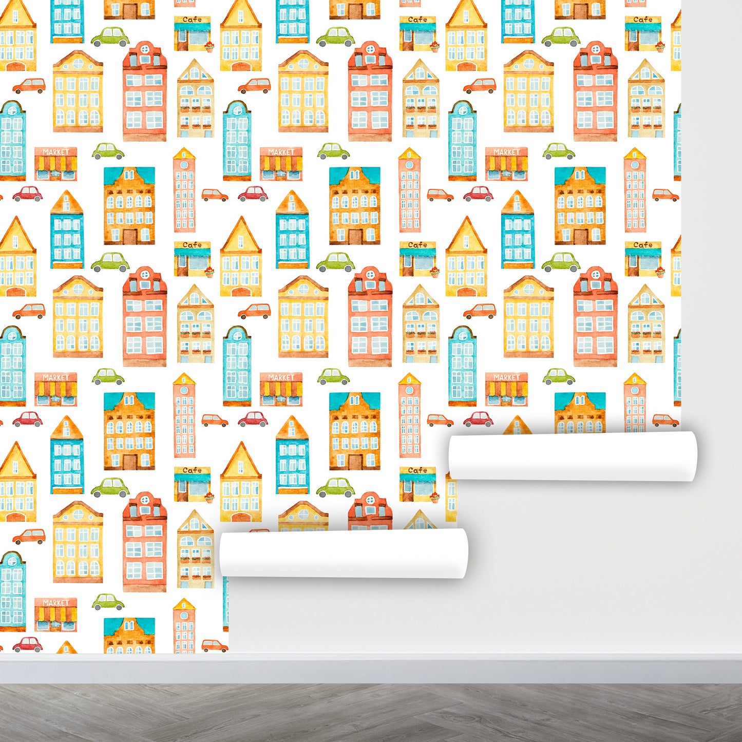 City Wallpaper Peel and Stick, Cars Wallpaper, Kids Room Wallpaper, Removable Wall Paper