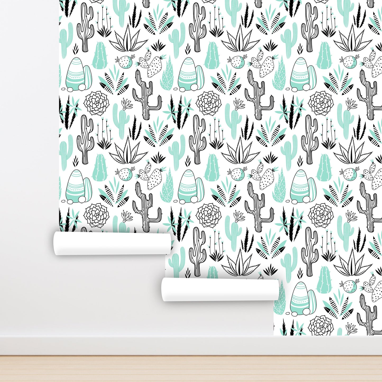 Succulents Wallpaper Peel and Stick, Cactus Wallpaper, Desert Wallpaper, Removable Wall Paper