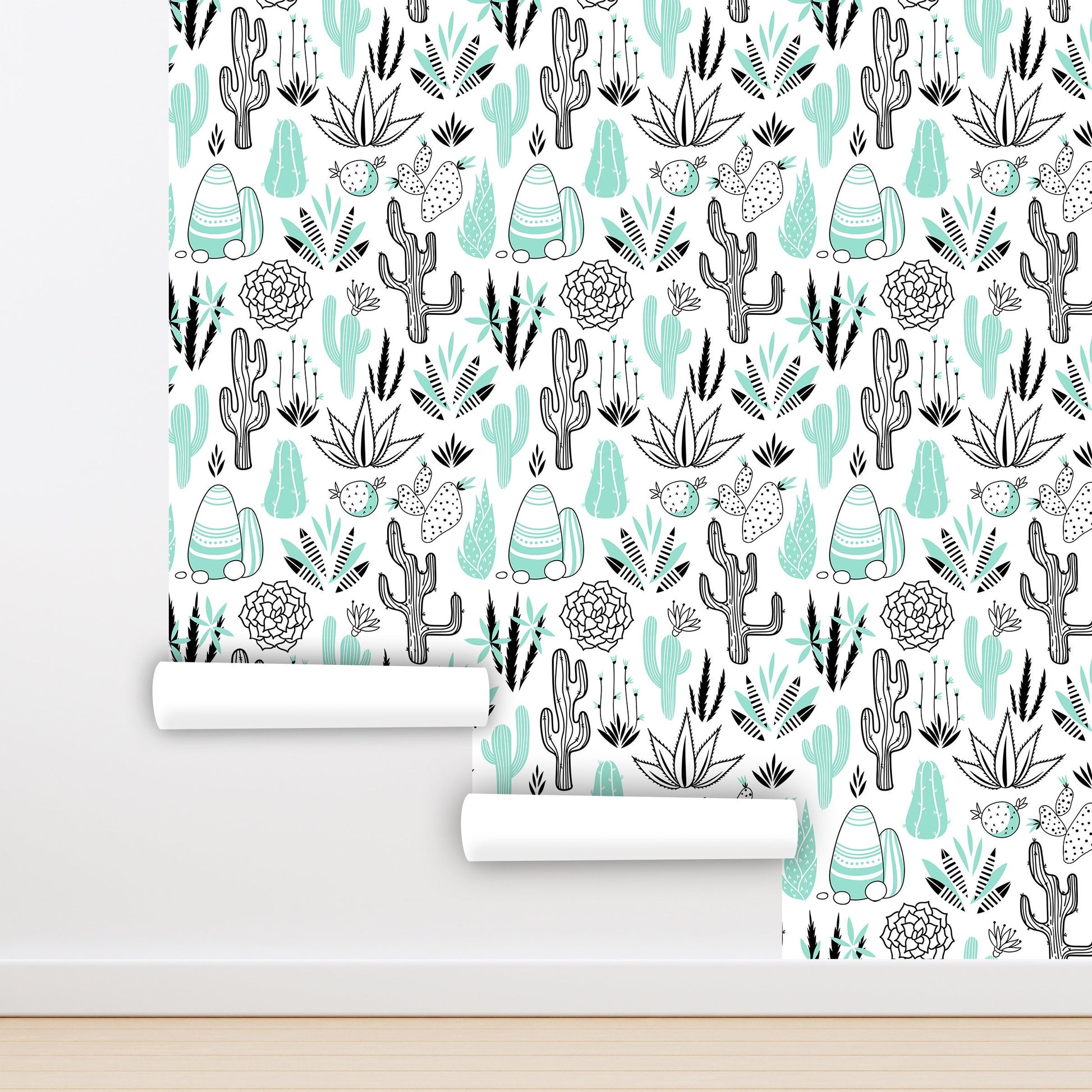 Succulents Wallpaper Peel and Stick, Cactus Wallpaper, Desert Wallpaper, Removable Wall Paper