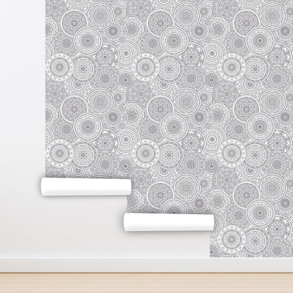 Mandala Wallpaper Peel and Stick, Arabic Wallpaper, Black and White Wallpaper, Removable Wall Paper