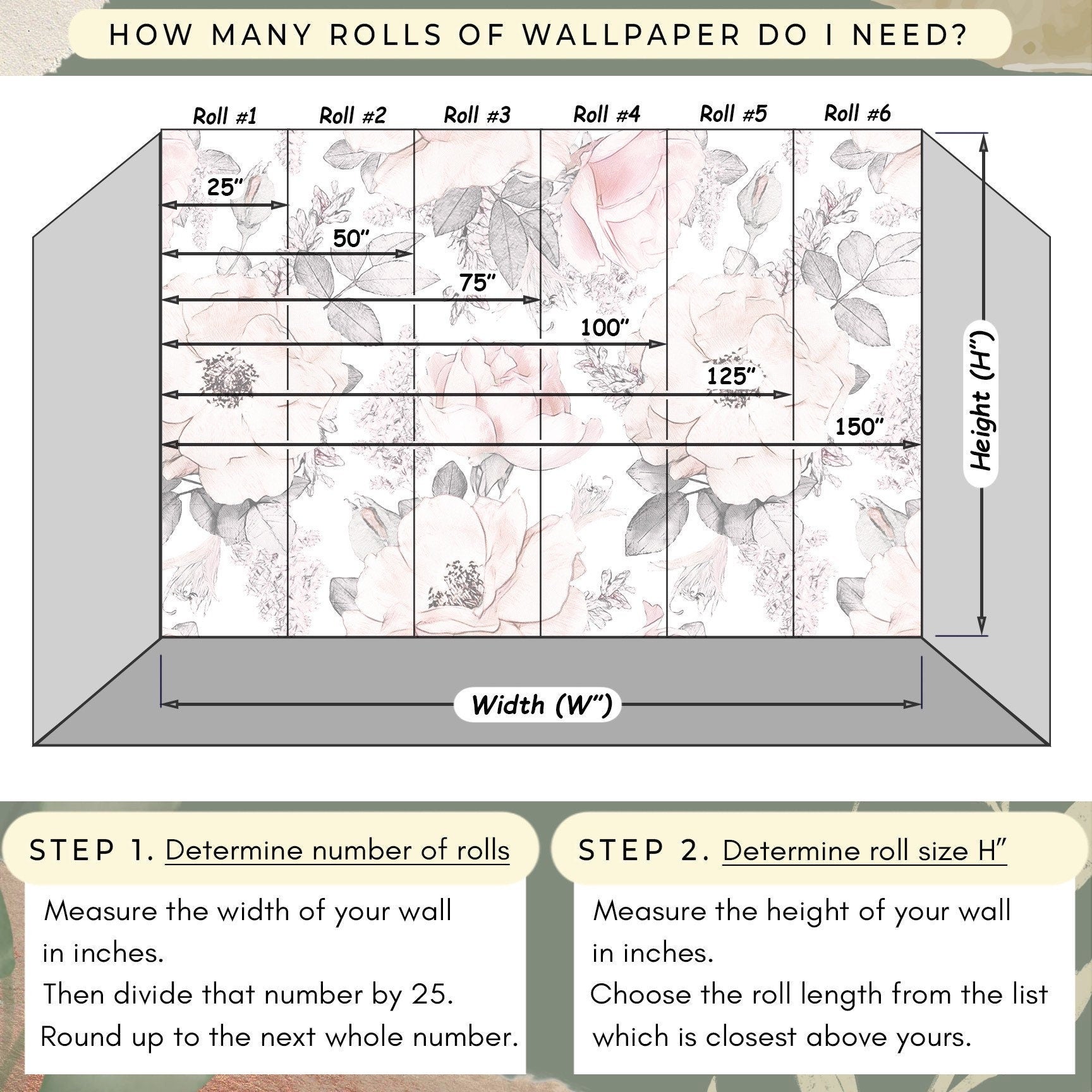 Fern Wallpaper Peel and Stick, Moody Wallpaper, Botanical Wallpaper, Canvas Wallpaper, Removable Wall Paper