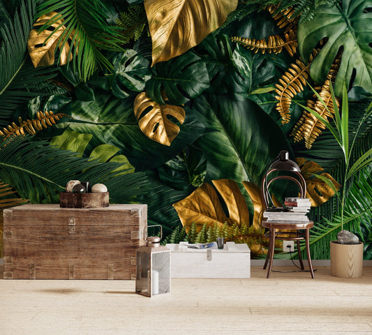 Palm Leaf Wallpaper Peel and Stick, Jungle Wallpaper, Tropical Wallpaper, Removable Wall Paper