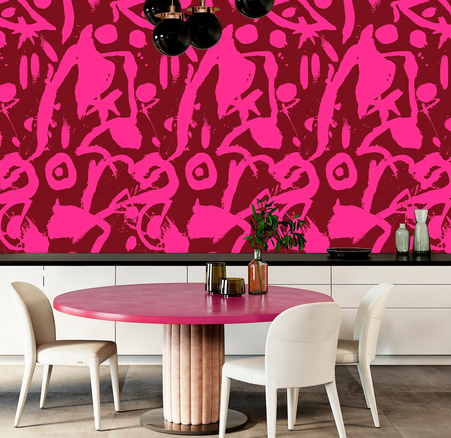 Brush Stroke Wallpaper Peel and Stick, Hot Pink Wallpaper, Colorful Wallaper, Abstract Wallpaper, Removable Wall Paper